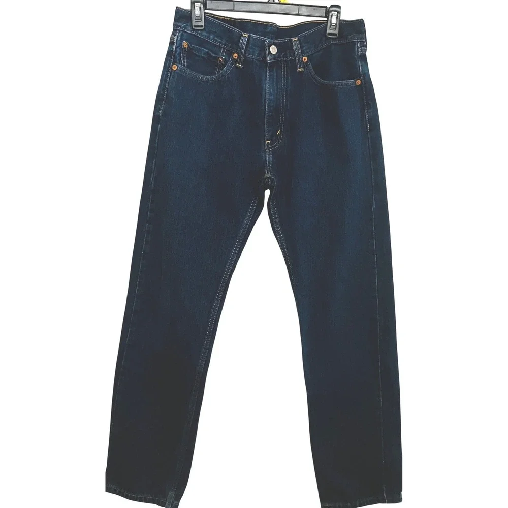 Levi's 505 Regular Fit Jeans Mens 32x34 Dark Indigo Excellent Straight Leg Denim